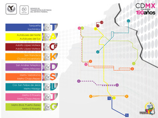 Map of Mexico City trolleybus network