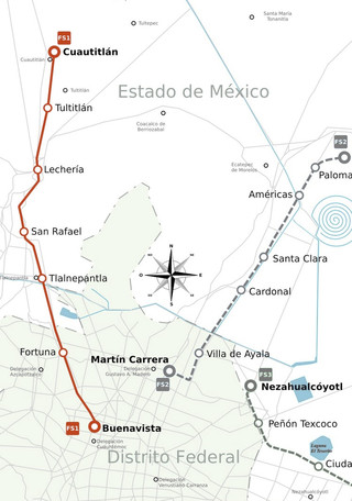 Map of Mexico City train, urban, commuter & suburban railway network