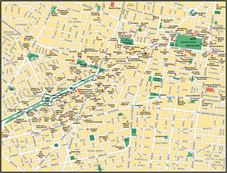 Tourist map of Mexico City attractions, sightseeing, museums, sites, sights, monuments and landmarks