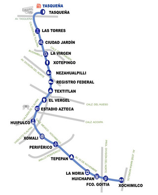 Map of Mexico City tram network