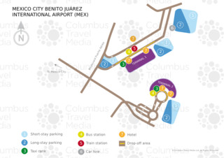 Map of Mexico City Benito Juárez international airport & terminal (MEX)