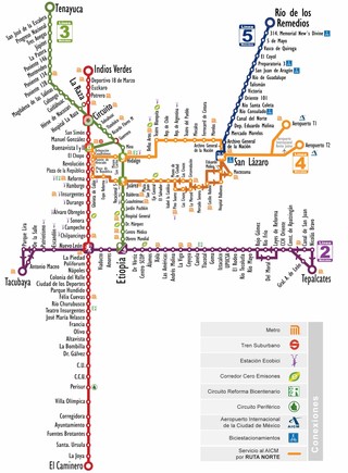 Map of Mexico City metrobus network