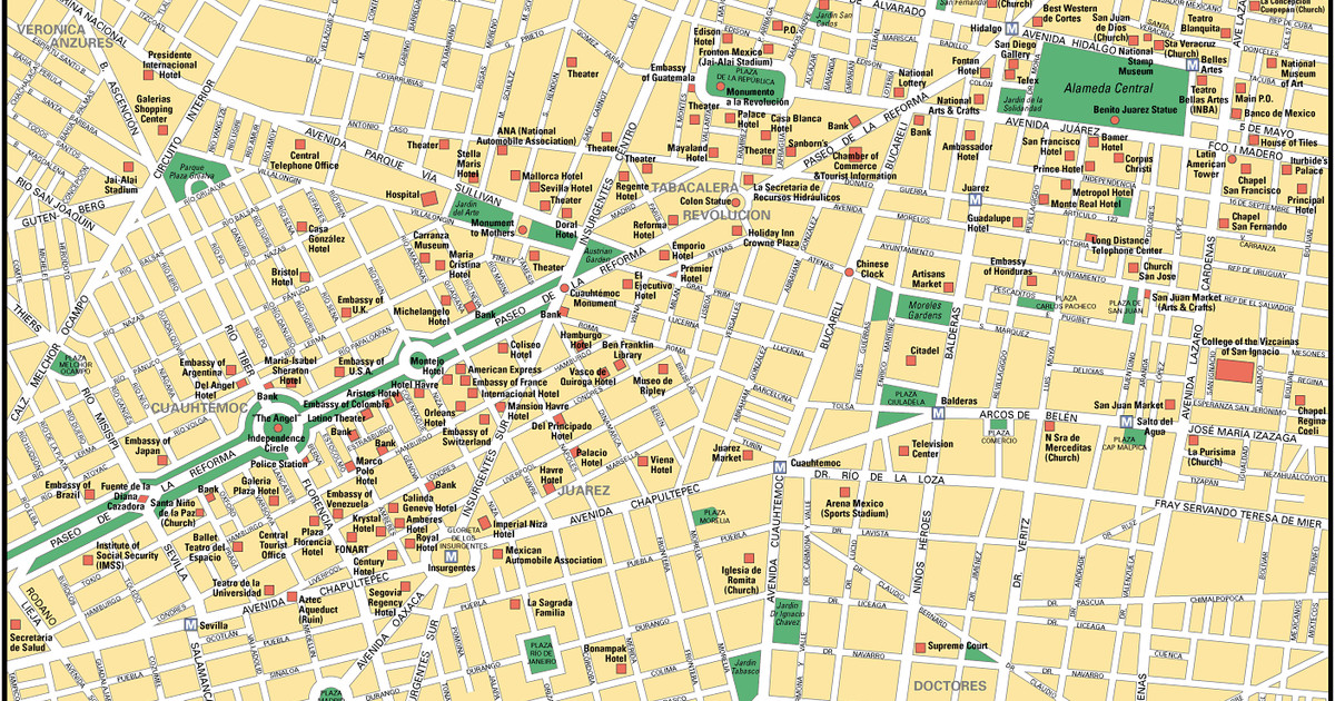 Map Of Mexico City Tourist Attractions Sightseeing Tourist Tour
