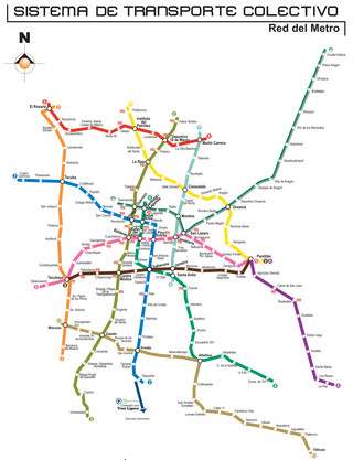 Map of Mexico City metro, subway, tube & underground network